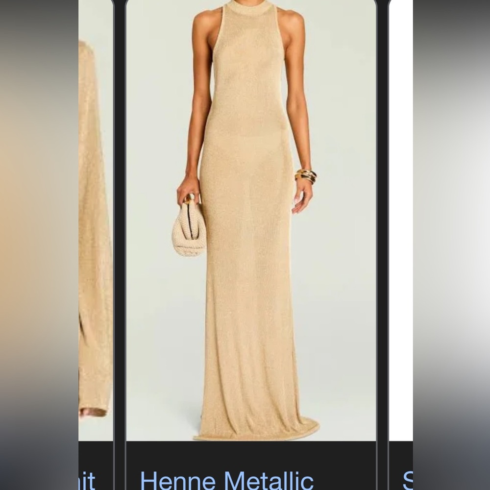Henne Metallic Gold Maxi Dress